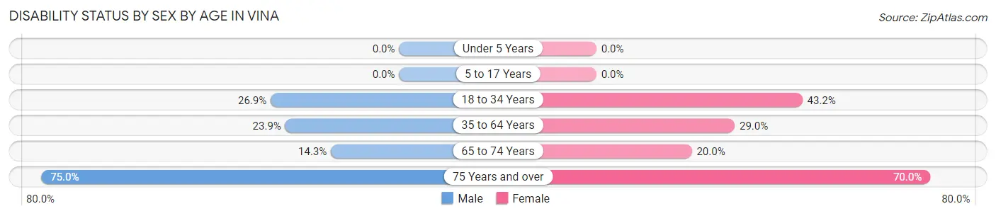 Disability Status by Sex by Age in Vina