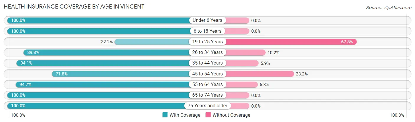 Health Insurance Coverage by Age in Vincent