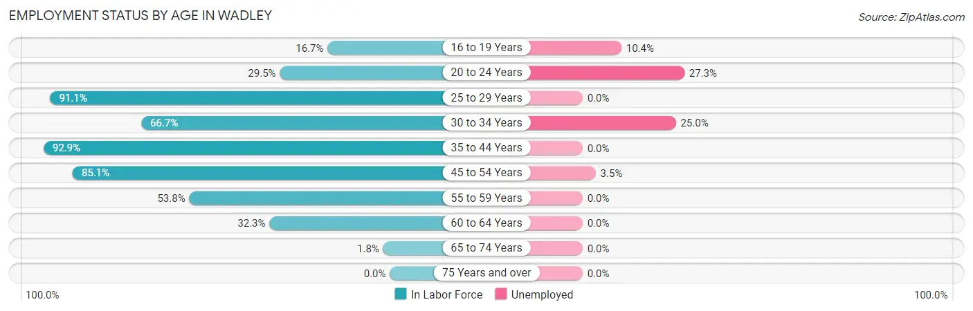 Employment Status by Age in Wadley