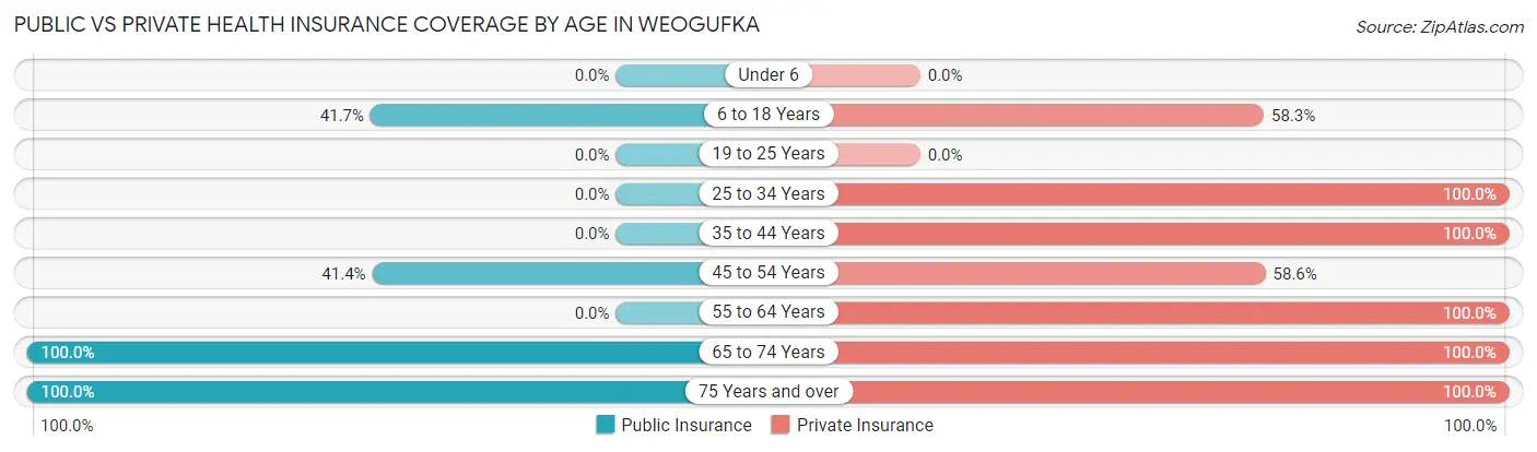 Public vs Private Health Insurance Coverage by Age in Weogufka