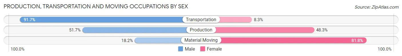 Production, Transportation and Moving Occupations by Sex in Woodville