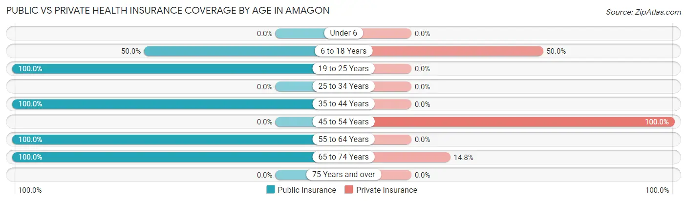Public vs Private Health Insurance Coverage by Age in Amagon
