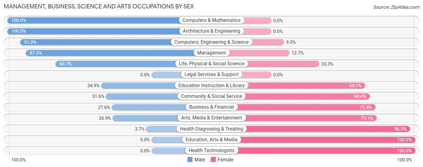 Management, Business, Science and Arts Occupations by Sex in Austin