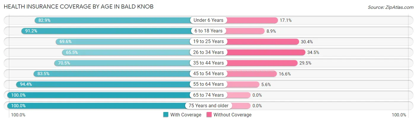 Health Insurance Coverage by Age in Bald Knob