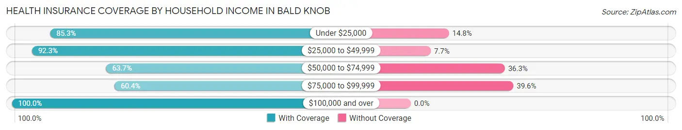 Health Insurance Coverage by Household Income in Bald Knob