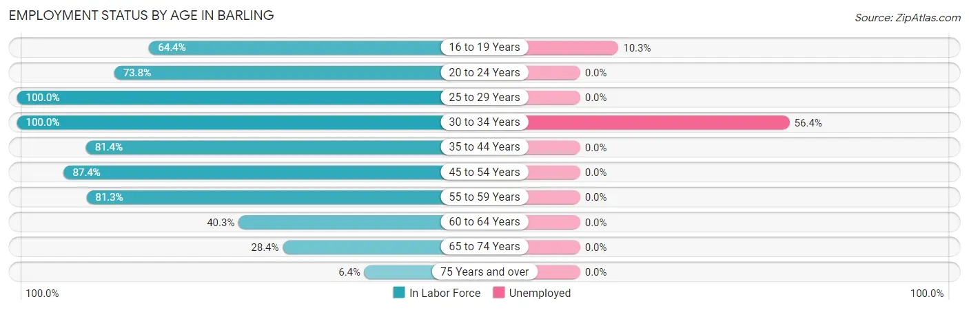 Employment Status by Age in Barling