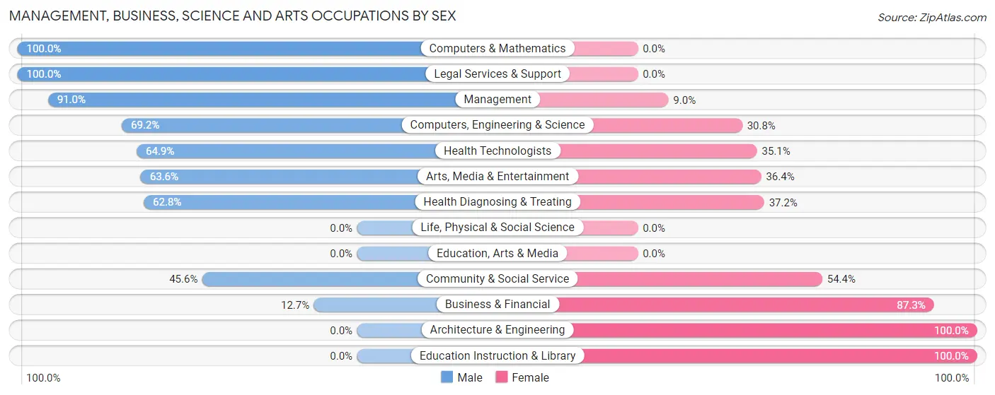 Management, Business, Science and Arts Occupations by Sex in Barling