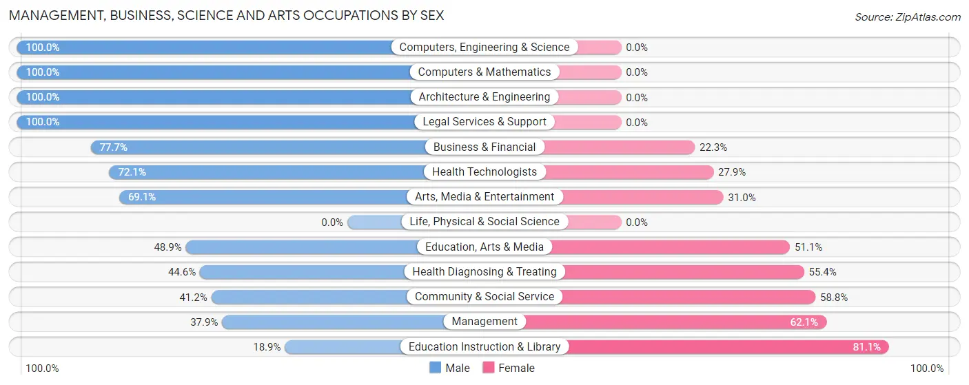 Management, Business, Science and Arts Occupations by Sex in Batesville
