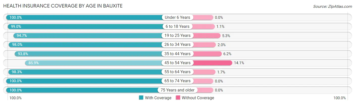 Health Insurance Coverage by Age in Bauxite