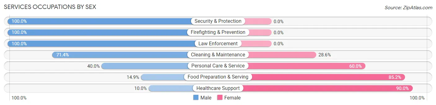 Services Occupations by Sex in Bay