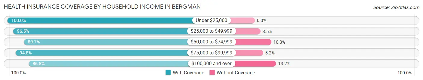 Health Insurance Coverage by Household Income in Bergman