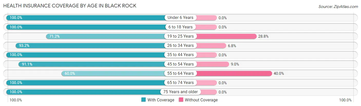 Health Insurance Coverage by Age in Black Rock