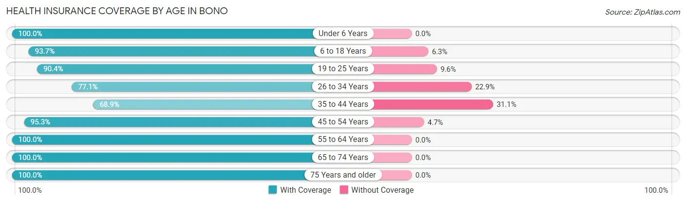 Health Insurance Coverage by Age in Bono