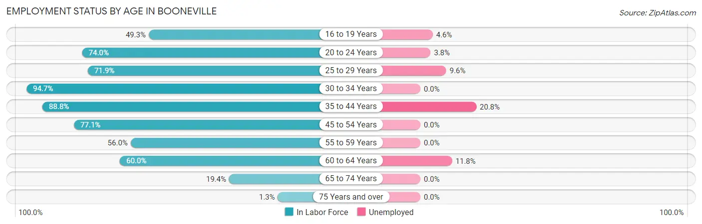Employment Status by Age in Booneville