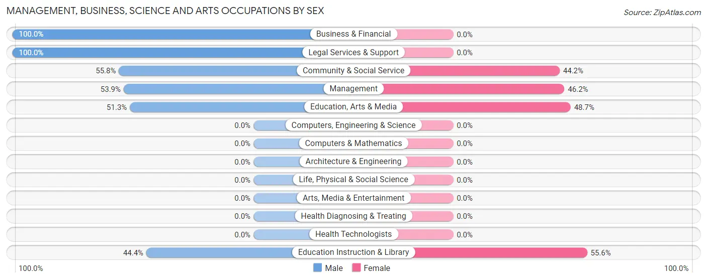 Management, Business, Science and Arts Occupations by Sex in Brinkley