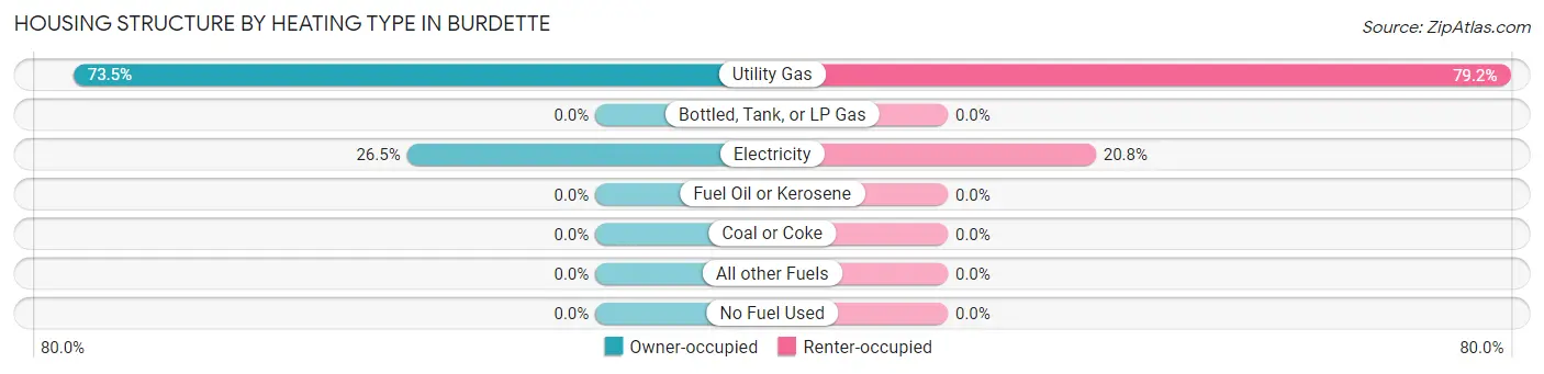 Housing Structure by Heating Type in Burdette