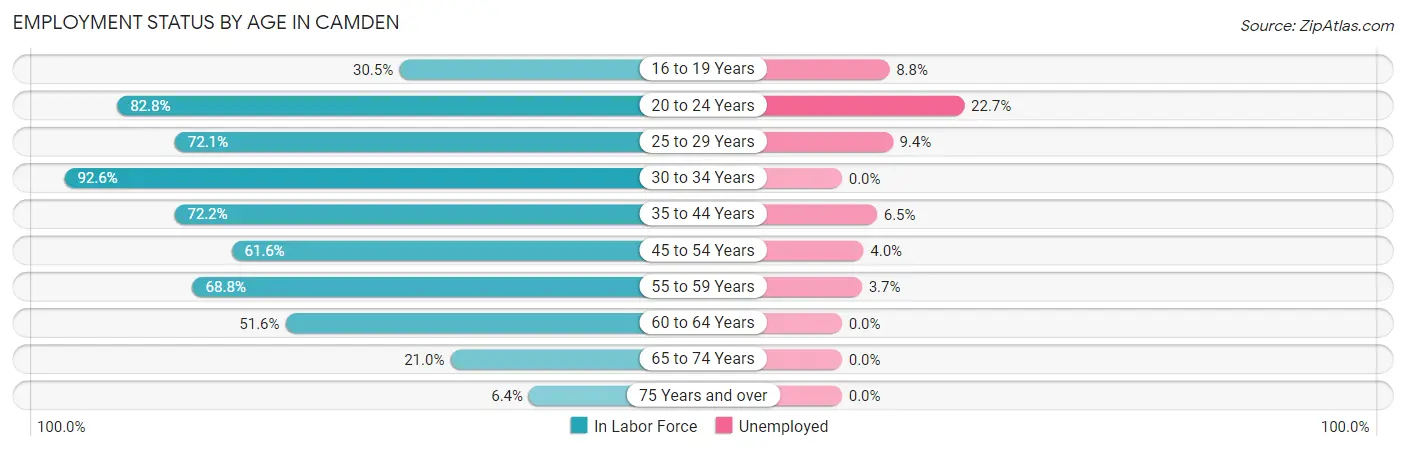 Employment Status by Age in Camden