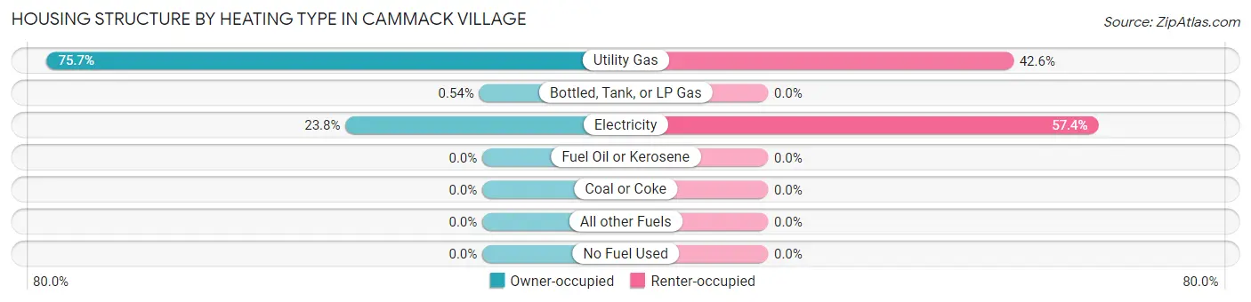 Housing Structure by Heating Type in Cammack Village