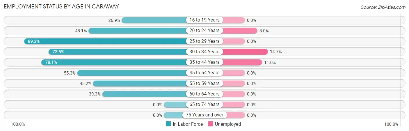 Employment Status by Age in Caraway