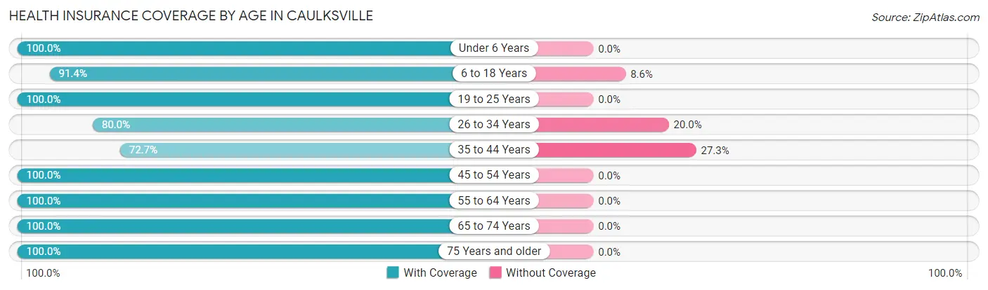 Health Insurance Coverage by Age in Caulksville