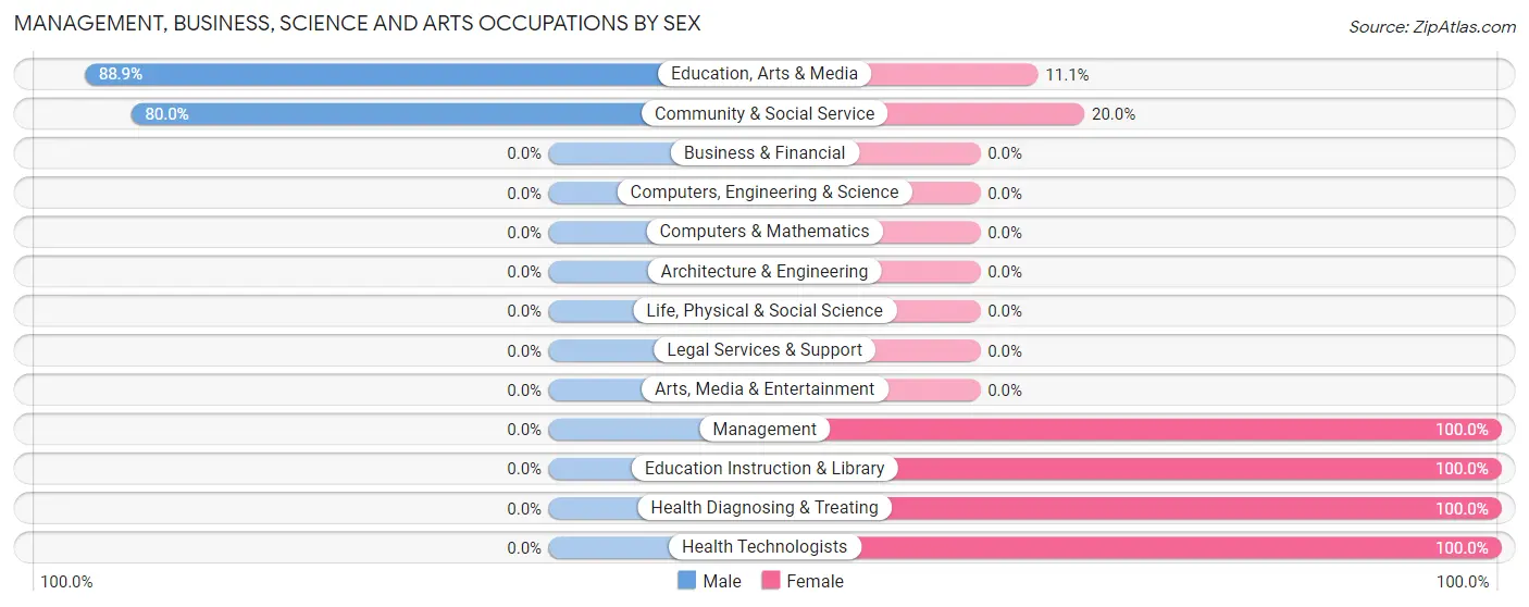 Management, Business, Science and Arts Occupations by Sex in Chidester