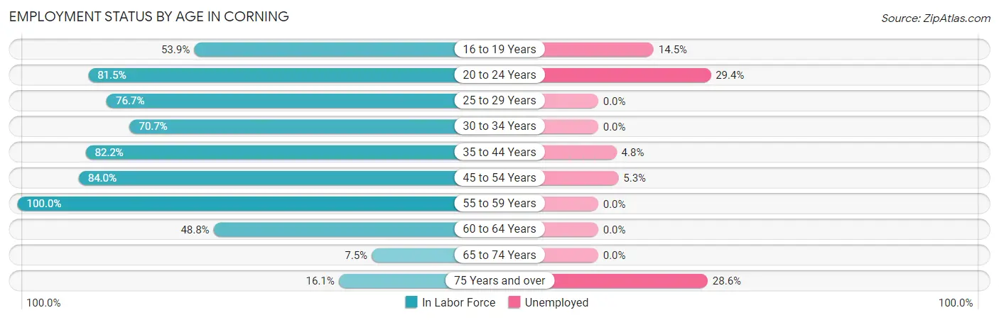 Employment Status by Age in Corning