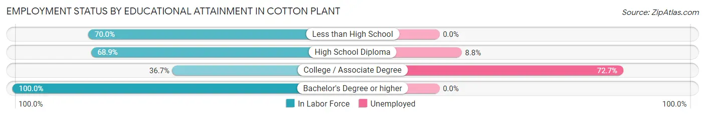 Employment Status by Educational Attainment in Cotton Plant