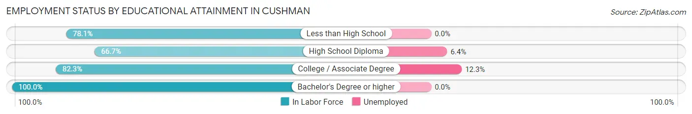 Employment Status by Educational Attainment in Cushman