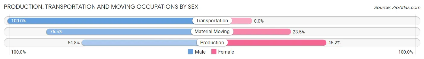 Production, Transportation and Moving Occupations by Sex in Cushman