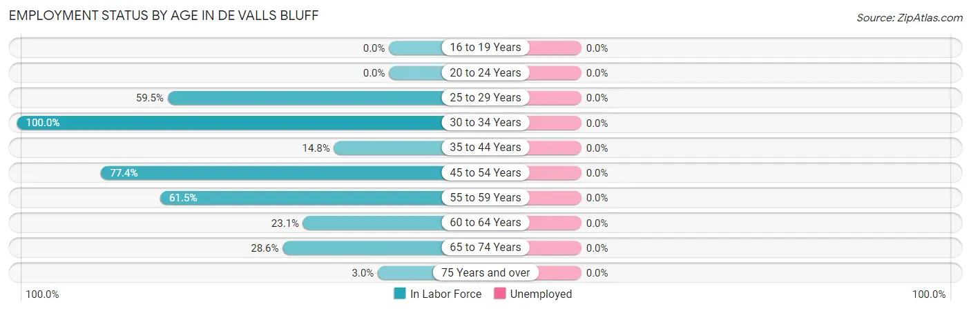 Employment Status by Age in De Valls Bluff