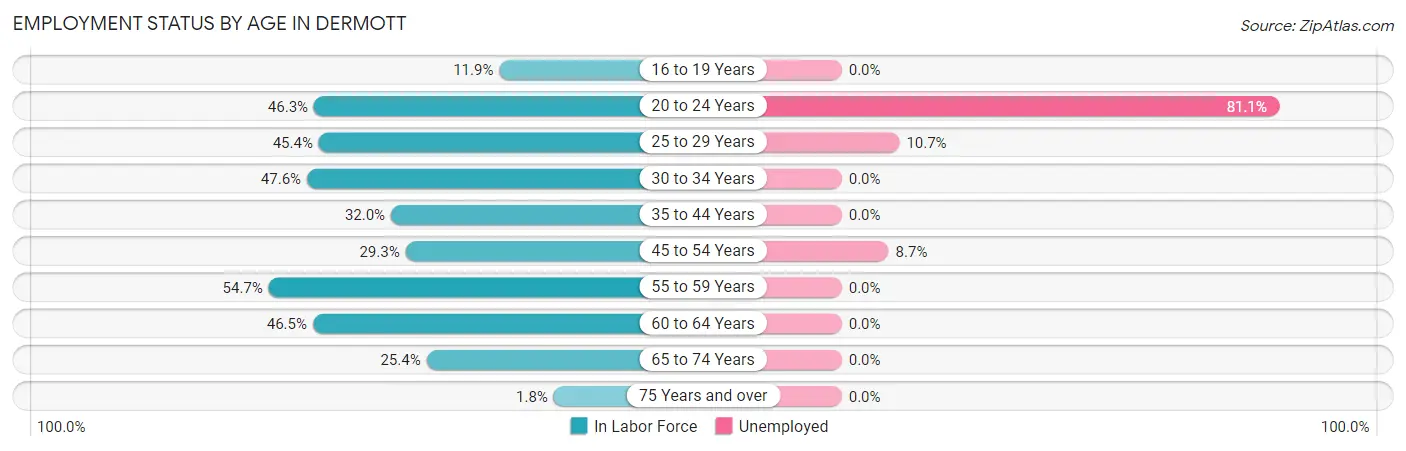 Employment Status by Age in Dermott