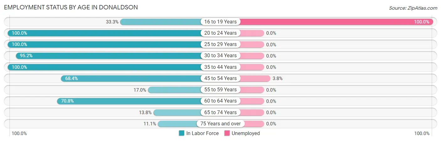 Employment Status by Age in Donaldson