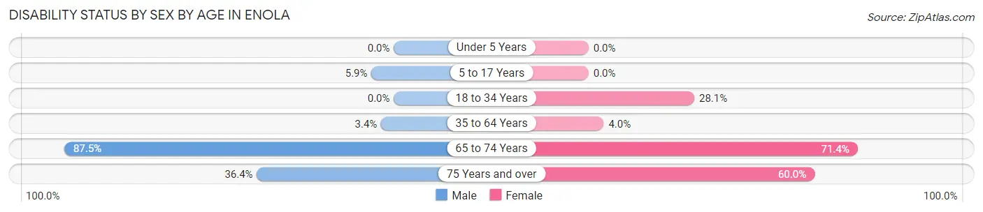 Disability Status by Sex by Age in Enola