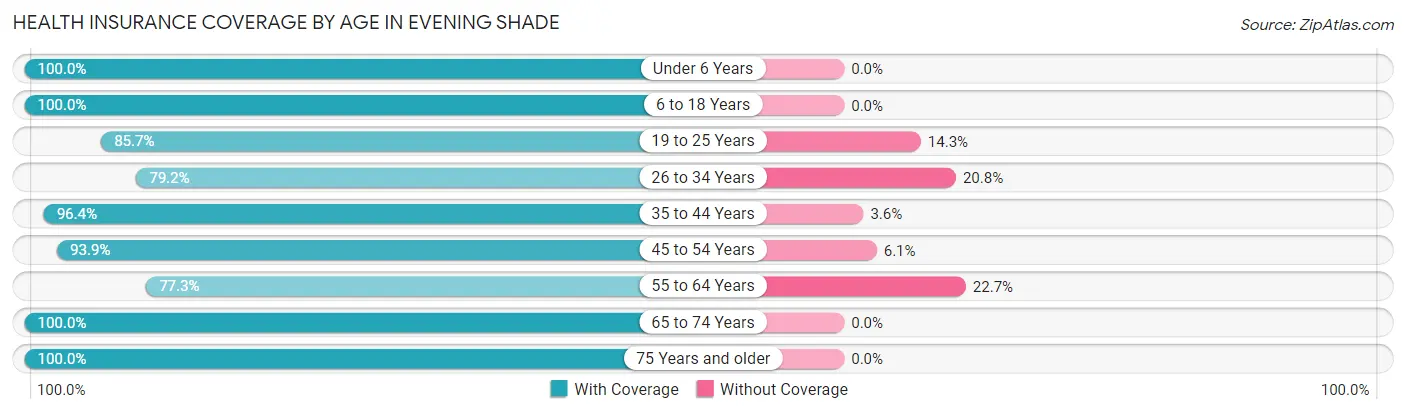 Health Insurance Coverage by Age in Evening Shade