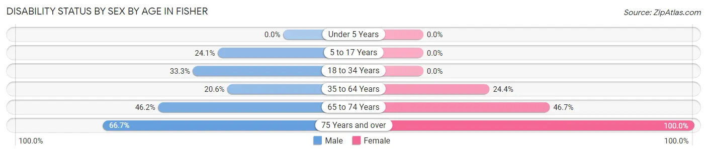 Disability Status by Sex by Age in Fisher