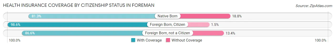 Health Insurance Coverage by Citizenship Status in Foreman