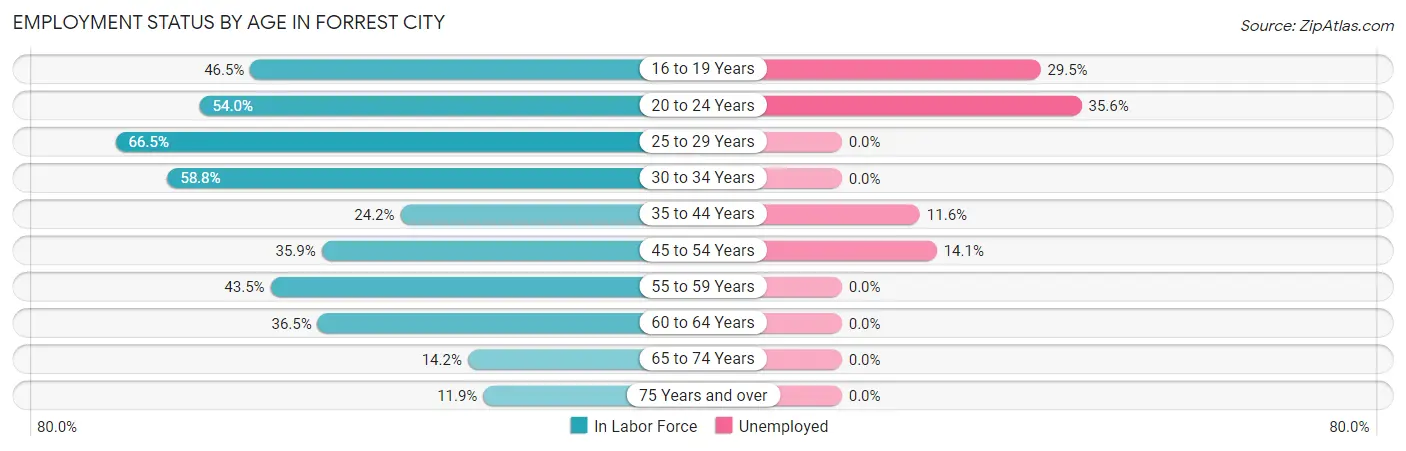 Employment Status by Age in Forrest City