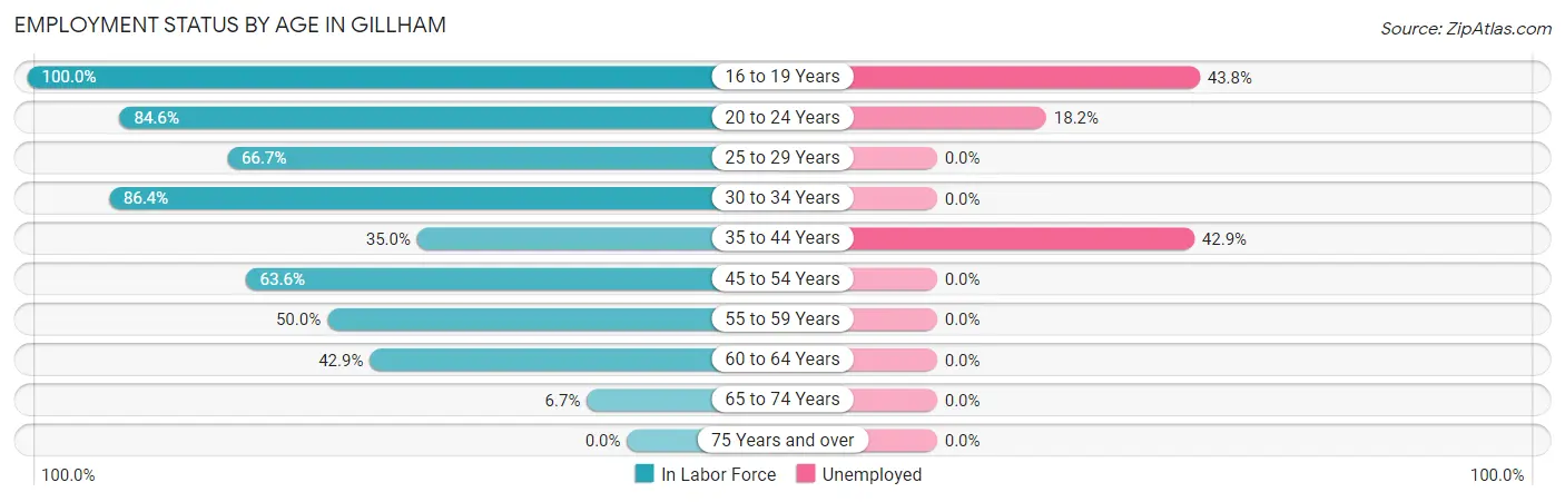Employment Status by Age in Gillham