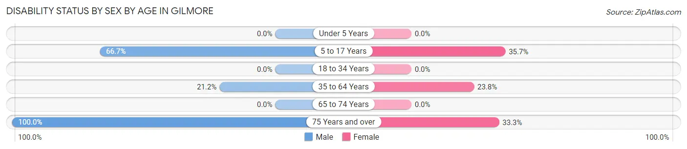 Disability Status by Sex by Age in Gilmore