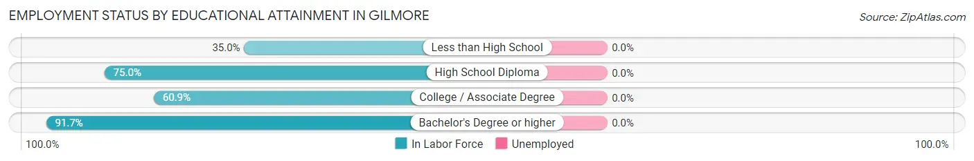 Employment Status by Educational Attainment in Gilmore