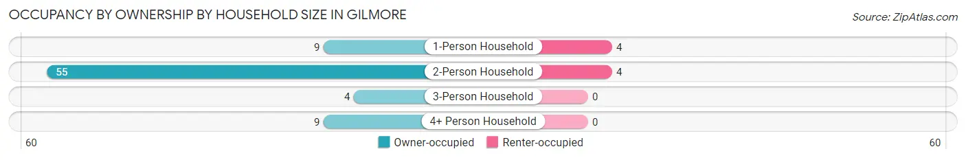 Occupancy by Ownership by Household Size in Gilmore