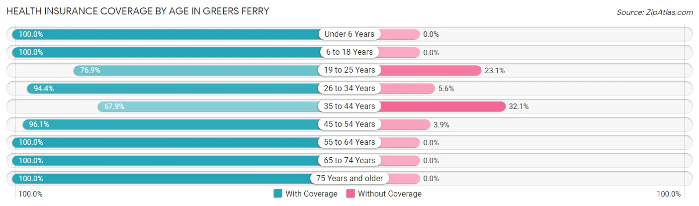 Health Insurance Coverage by Age in Greers Ferry