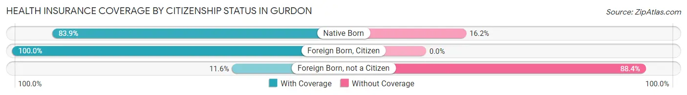 Health Insurance Coverage by Citizenship Status in Gurdon