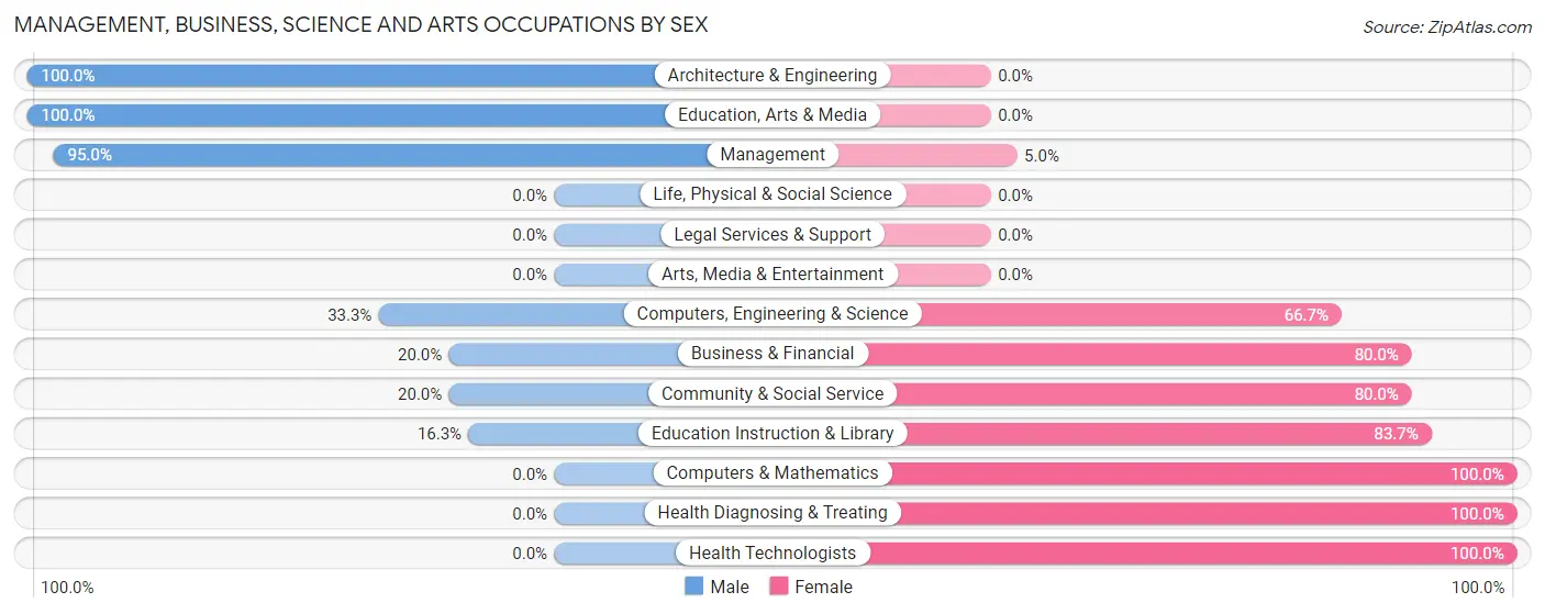 Management, Business, Science and Arts Occupations by Sex in Guy