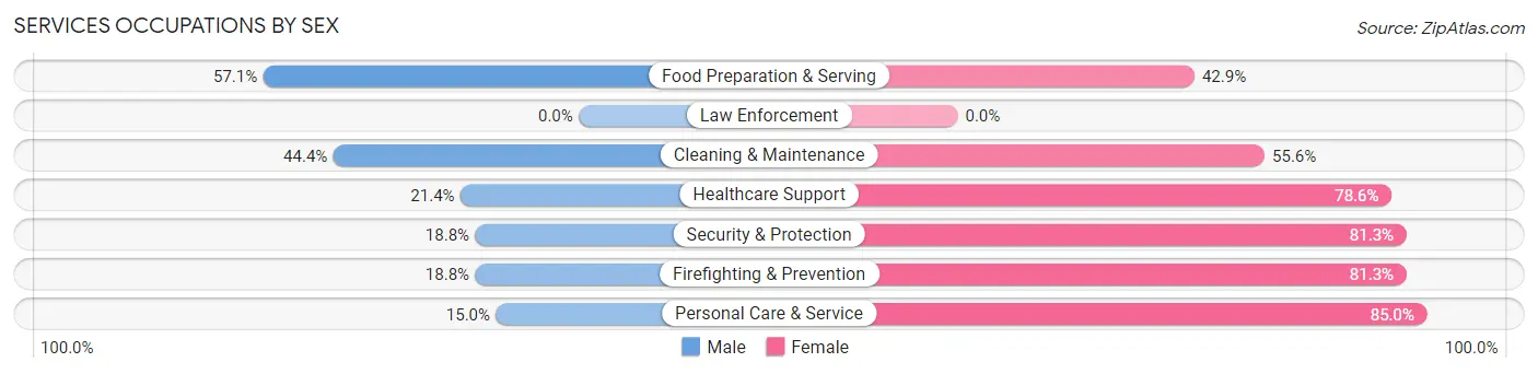 Services Occupations by Sex in Hackett