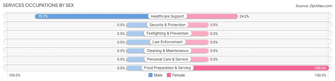 Services Occupations by Sex in Hampton
