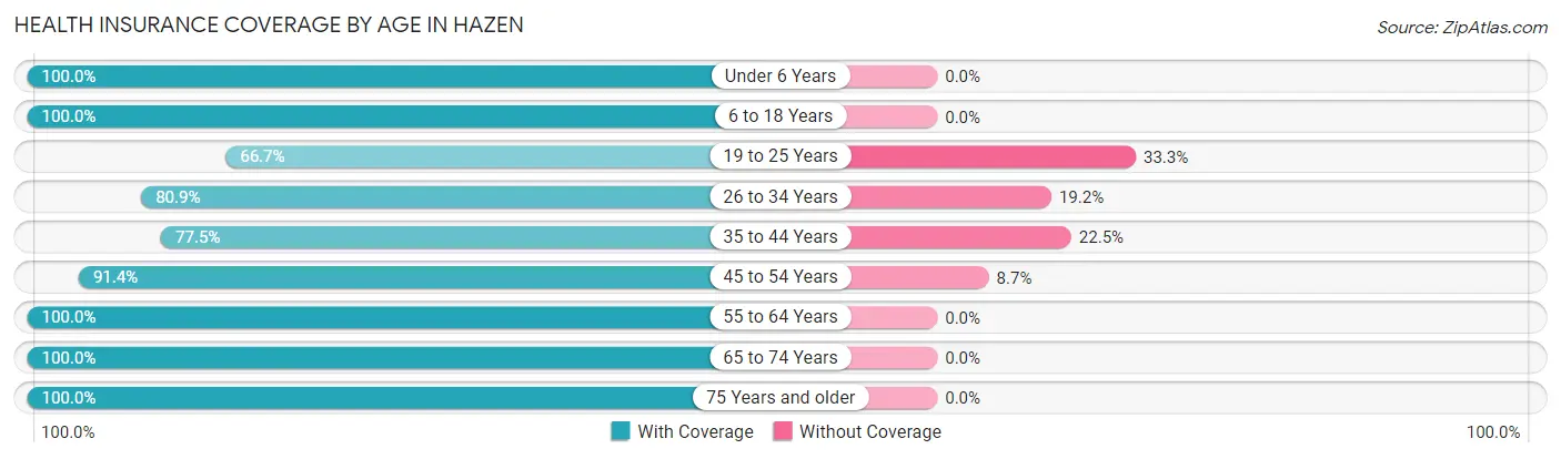 Health Insurance Coverage by Age in Hazen