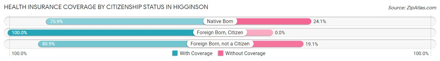 Health Insurance Coverage by Citizenship Status in Higginson