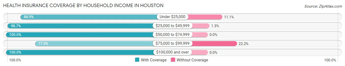 Health Insurance Coverage by Household Income in Houston