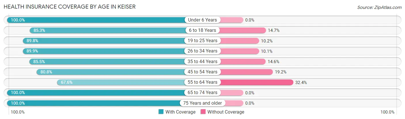 Health Insurance Coverage by Age in Keiser